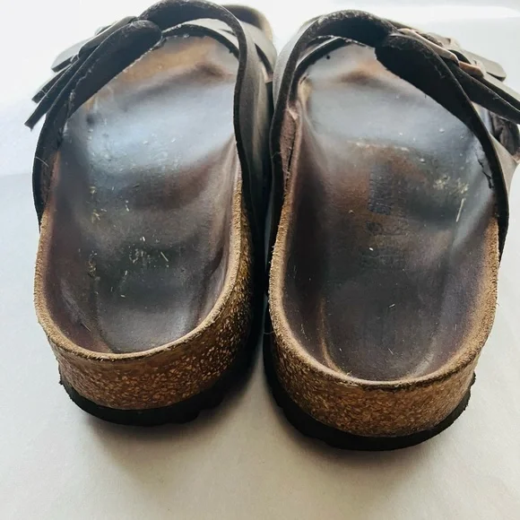 Birkenstock FLORIDA Brown Birko Flor Slides SOFT FOOTBED Leather Sandals 38(8.5) - Picture 5 of 6